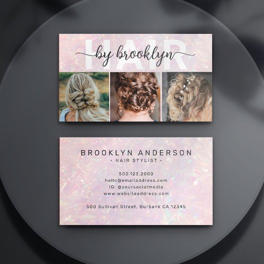 Moderne foto Typografie Hair Stylist Visitekaartje