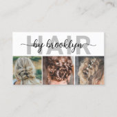 Moderne foto Typografie Hair Stylist Visitekaartje (Voorkant)