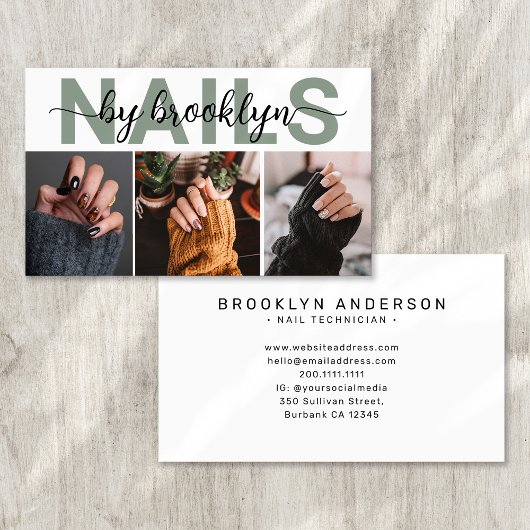Moderne foto Typografie Nail Artist Visitekaartje