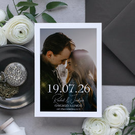 Moderne foto-typografie-overlay bruiloft save the date