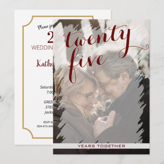 Moderne foto uitnodiging 25e trouwdag (Voorkant / Achterkant)