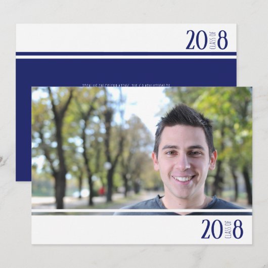 Moderne foto-uitnodigingen voor Nay & White klas Kaart (Voorkant / Achterkant)