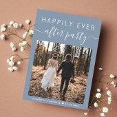 Moderne foto-usty Blue Wedding Reception Aankondiging