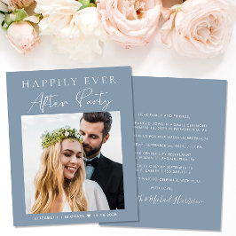 Moderne foto-usty Blue Wedding Reception Invite