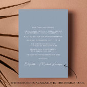 Moderne foto-usty Blue Wedding Reception Kaart