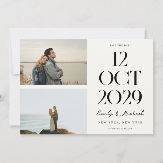 Moderne foto van afbeeldingen save the date (Voorkant)
