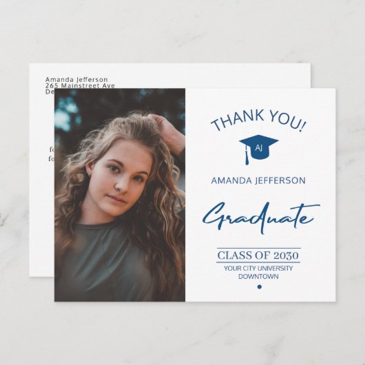 Moderne foto van afstuderen afstuderen bedankt briefkaart (Voorkant / Achterkant)
