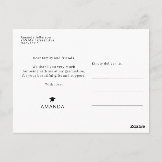 Moderne foto van afstuderen afstuderen bedankt briefkaart (Achterkant)