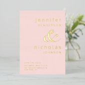 Moderne foto van Ampersand Blush Pink Save the Dat Folie Uitnodiging (Staand Voorkant)