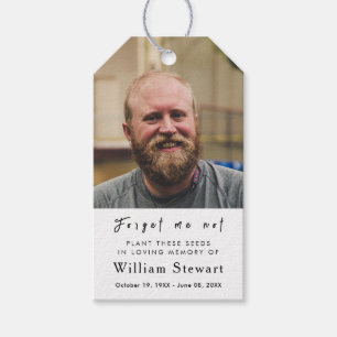 Moderne foto van begrafenis Vergeet me niet Seed Cadeaulabel