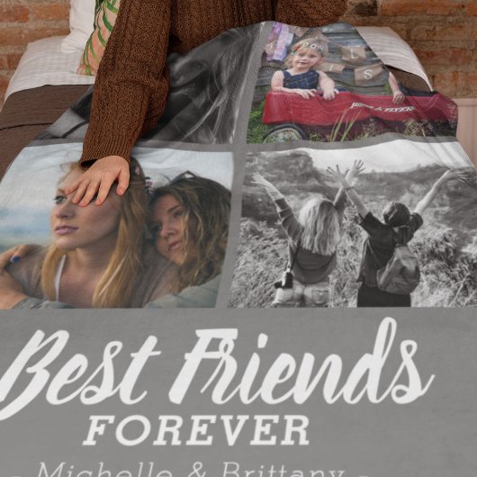 Moderne foto van beste vrienden | Grijs Fleece Deken