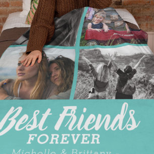 Moderne foto van beste vrienden   Teal Fleece Deken