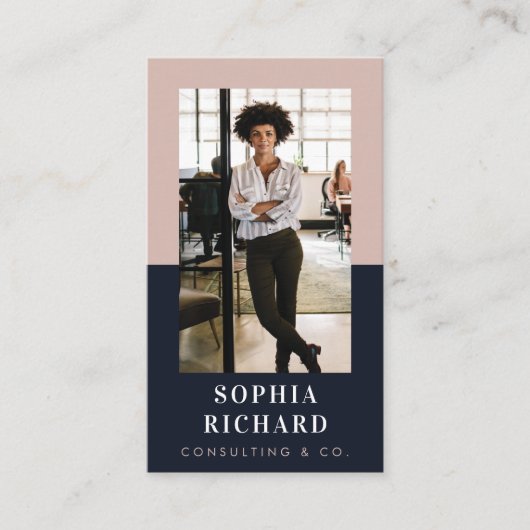 Moderne foto van Blush & Navy Professional Visitekaartje (Voorkant)
