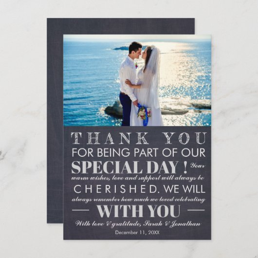 Moderne foto van Chalkboard Weddenschap Hartelijk  Kaart (Voorkant / Achterkant)