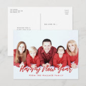 Moderne foto van de rode en witte Happy Nieuwjaar Briefkaart (Voorkant / Achterkant)