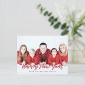 Moderne foto van de rode en witte Happy Nieuwjaar Briefkaart (Staand voorkant)