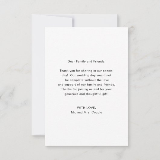 Moderne foto van eenvoudige liefde en Bedankt brui (Achterkant)