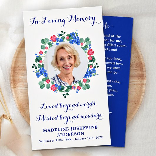 Moderne foto van Floral Memorial Prayer Kaart Fune