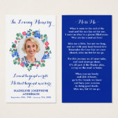 Moderne foto van Floral Memorial Prayer Kaart Fune (Voorkant /achterkant)