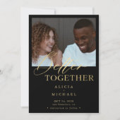 Moderne foto van gouden script, eenvoudige bruilof save the date (Voorkant)