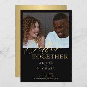 Moderne foto van gouden script, eenvoudige bruilof save the date