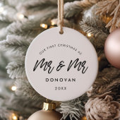 Moderne foto van het eerste kerstfeest keramisch ornament