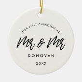 Moderne foto van het eerste kerstfeest keramisch ornament (Voorkant)