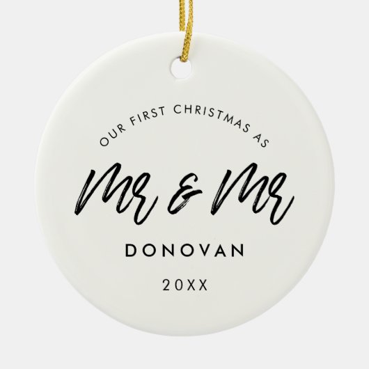 Moderne foto van het eerste kerstfeest keramisch ornament (Voorkant)