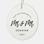 Moderne foto van het eerste kerstfeest keramisch ornament (Links)