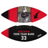 Moderne foto van het team met rood afspeelnummer american football (Panelen)