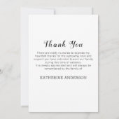 Moderne foto van Memorial Keepomwille Funeral Bedankkaart (Achterkant)