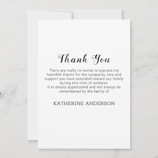 Moderne foto van Memorial Keepomwille Funeral Bedankkaart (Achterkant)