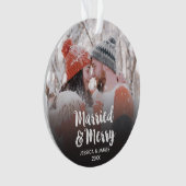 Moderne foto van Pas getrouwd, gehuwd en gebakken Ornament (voorkant)