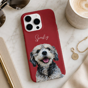 Moderne foto van rode hond met geschreven huisdier iPhone 16 pro hoesje