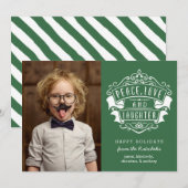 Moderne foto van vrede, liefde en lach | Groen Feestdagenkaart (Voorkant / Achterkant)