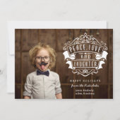 Moderne foto van vrede, liefde en lach | wit feestdagenkaart (Voorkant)