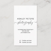 Moderne foto van zwart wit script voor fotografie visitekaartje (Achterkant)