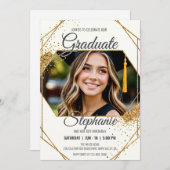 Moderne foto Verjaardag Afstuderen Sparkling Lijst Kaart (Voorkant / Achterkant)