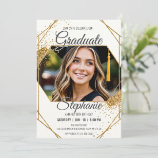 Moderne foto Verjaardag Afstuderen Sparkling Lijst Kaart