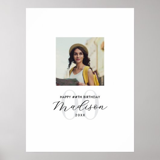 Moderne foto Verjaardag Gast Ondertekenbord Poster (Voorkant)