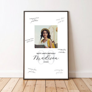 Moderne foto Verjaardag Gast Ondertekenbord Poster