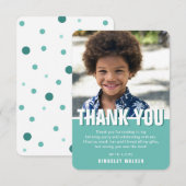Moderne foto verjaardagskaart kinderen dank | Teal Bedankkaart (Voorkant / Achterkant)
