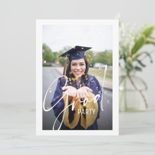 Moderne foto-verjaardagspartij script Grad Kaart (Staand voorkant)