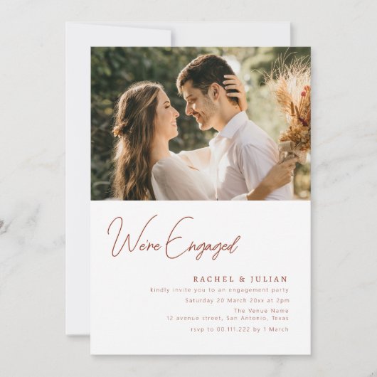 moderne foto-verloofde uitnodiging (Voorkant)