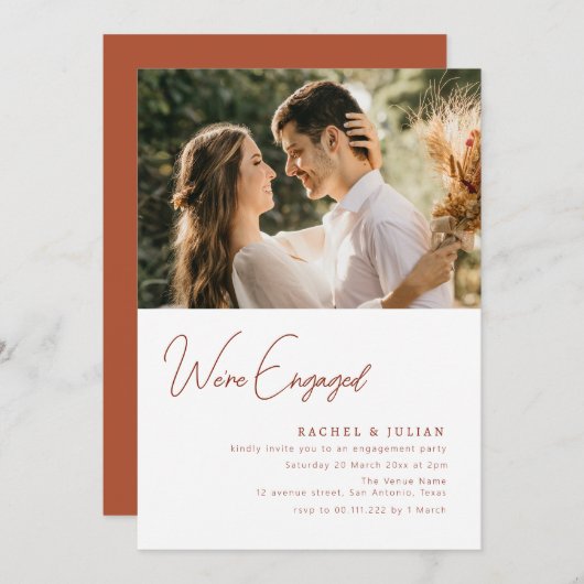 moderne foto-verloofde uitnodiging (Voorkant / Achterkant)