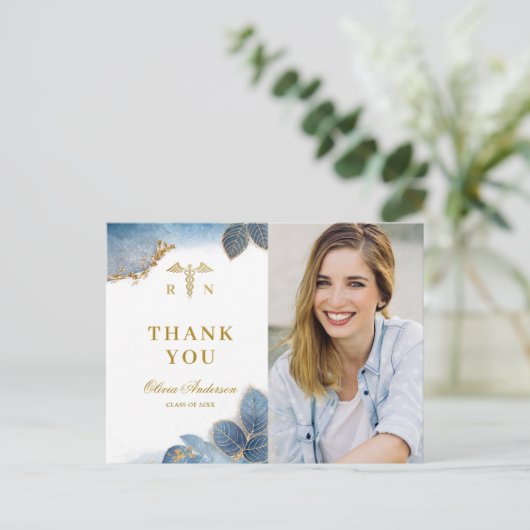 Moderne FOTO Verpleegkunde School Afstuderen Dank  Briefkaart (Staand voorkant)