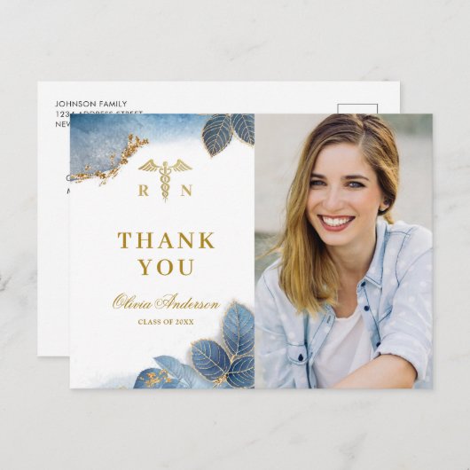 Moderne FOTO Verpleegkunde School Afstuderen Dank  Briefkaart (Voorkant / Achterkant)