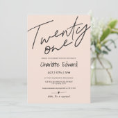 Moderne foto verrassing 21 verjaardag zwart roze kaart (Staand voorkant)