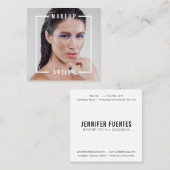 Moderne foto vet wit typografie make-up artist vierkante visitekaartje (Voorkant / Achterkant)