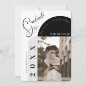 Moderne foto Vet Zwart & Wit Islamitisch afstudere Kaart (Voorkant)